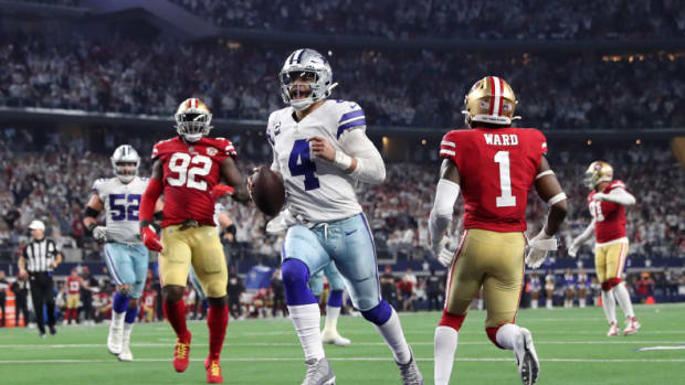 Dak Prescott runs into the end zone against the San Francisco 49ers